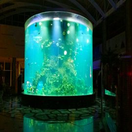 Kinija pagal užsakymą pigaus super didelis apvalus pmma stiklo akvariumais aiškus cilindro akrilo žuvų talpyklos